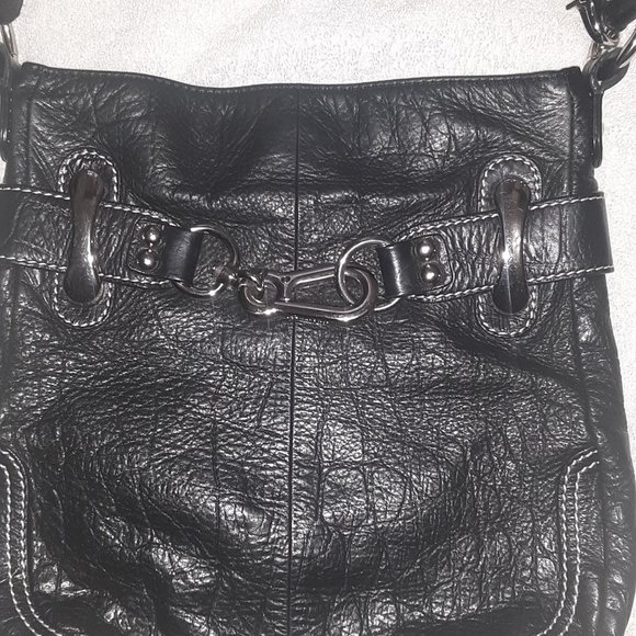 B. MAKOWSKY Black Genuine Pebble Leather Silver Hardware - Picture 3 of 13